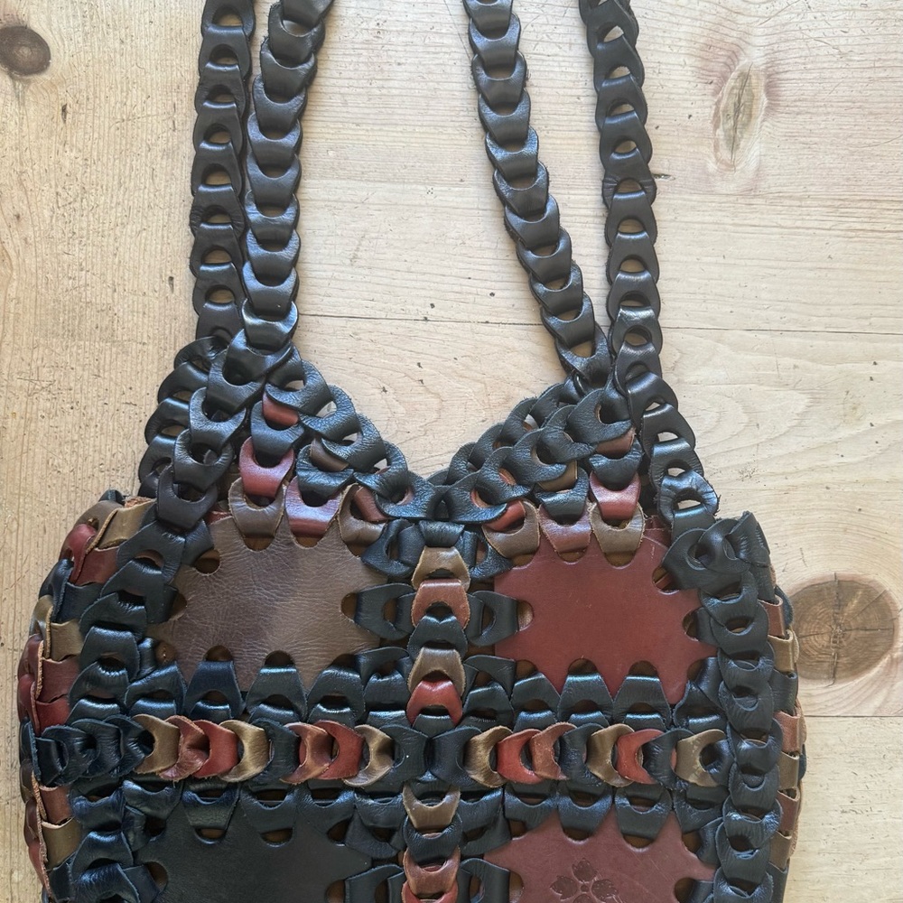 Patricia Nash Black and Brown Leather Shoulder Bag
